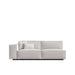 Front view of the Porter left arm two seater in pearl color fabric