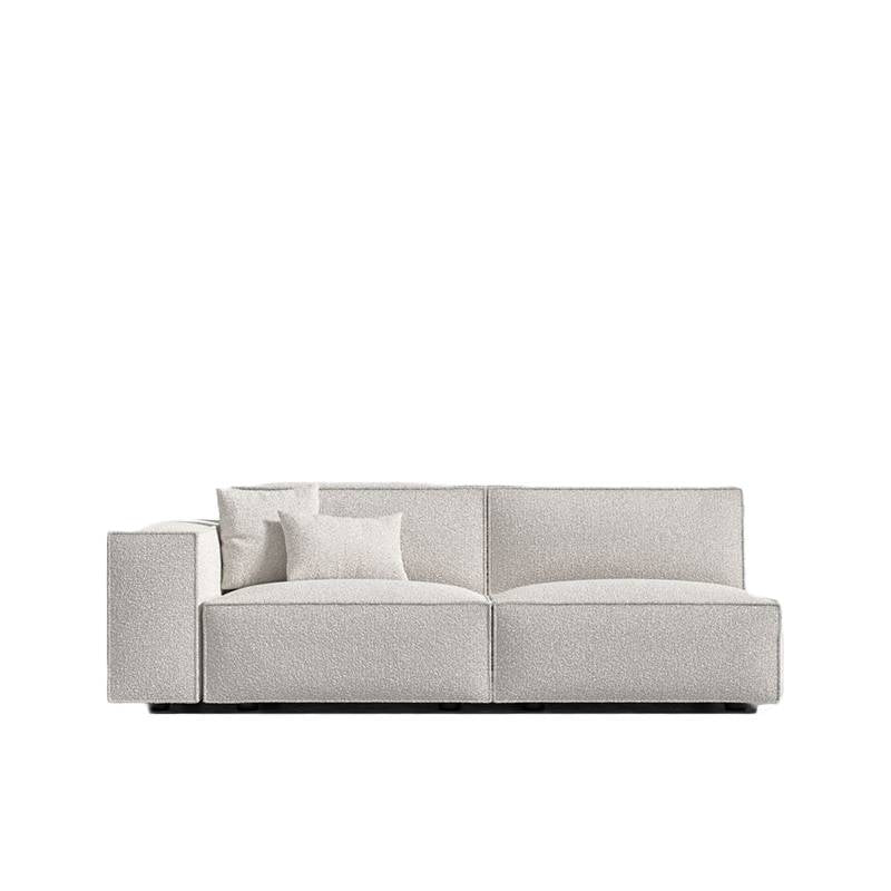 Front view of the Porter left arm two seater in pearl color fabric