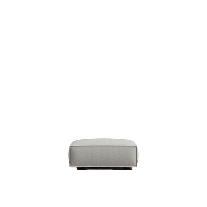 Front Facing View of The Porter Ottoman in Oyster Color and Fabric