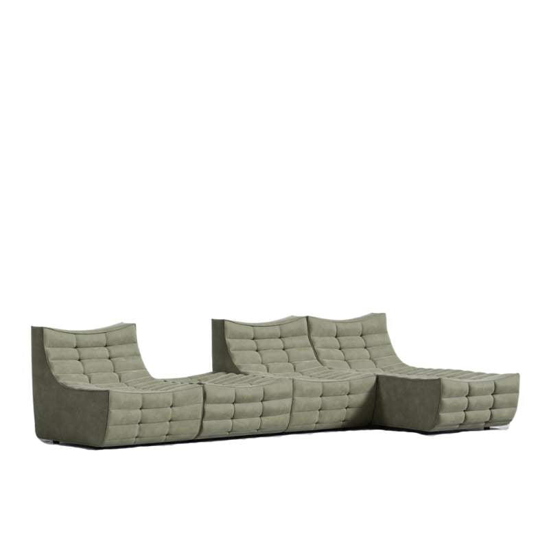 Angled Side View of The Tanner Modular Sectional in Sage Fabric and Color