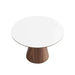 Top View of The Winston Dining Table 48 Inch With High gloss white lacquer Surface and Walnut Veneer Finish