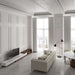 The Winston Media Console Walnut Veneer in a Living Room Against a Wall